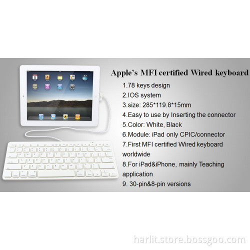 MFI Certificated Wired Keyboard For iPad Pro For Apple iPhone 6s Plus USB Wired Keyboard MFI Certificated